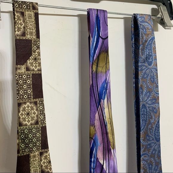 Vintage bundle of three men’s silk neckties print mixed lot ties professional - Picture 5 of 7